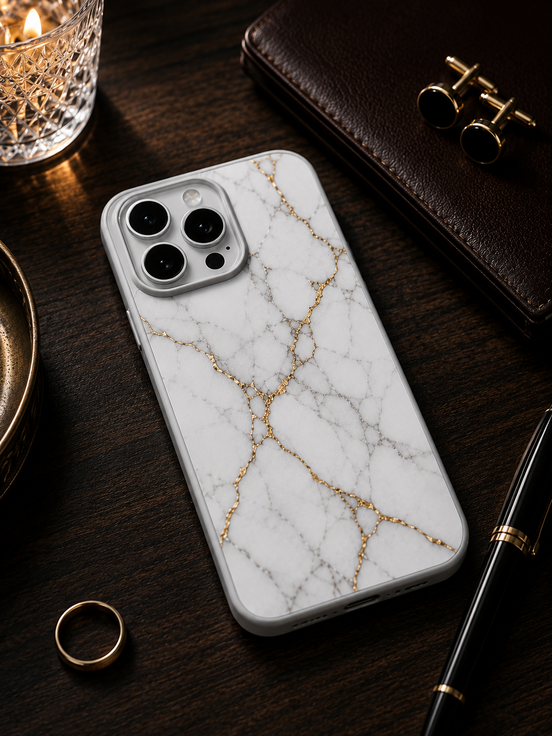 White Gold Marble Premium Case